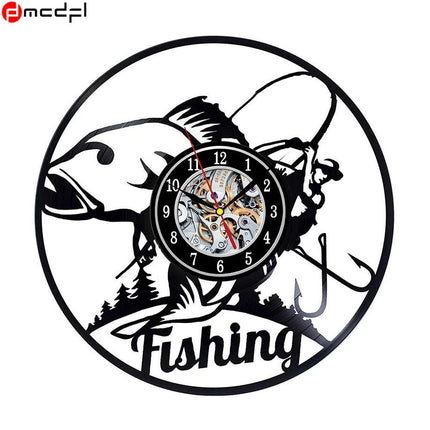 Vinyl veggklokke for fiskeentusiaster