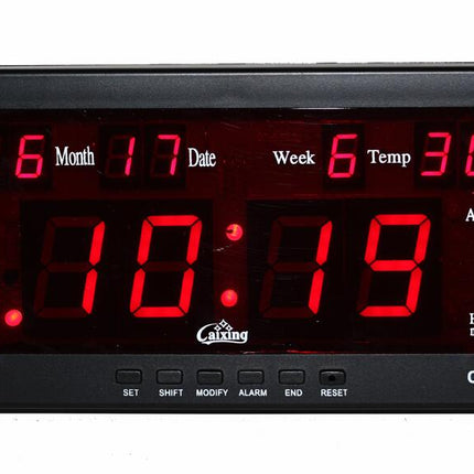 Digital bordklokke med dato og temperatur