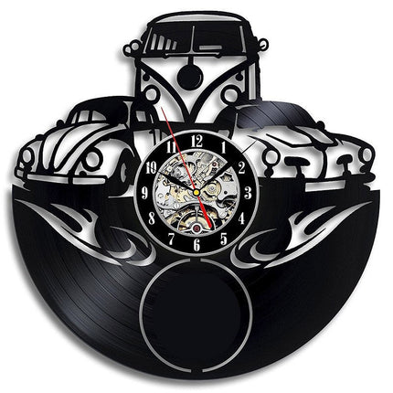 Retro biler vinylplate veggklokke dekor