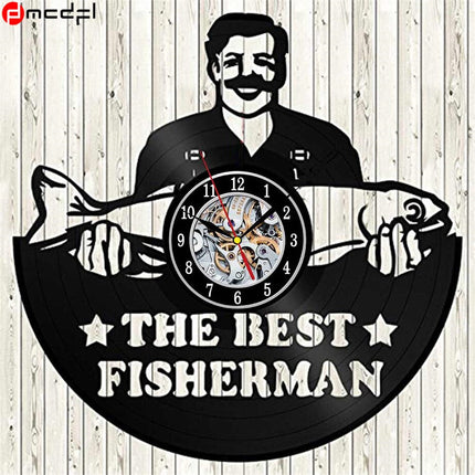 Vinyl veggklokke for fiskeentusiaster