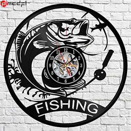 Vinyl veggklokke for fiskeentusiaster