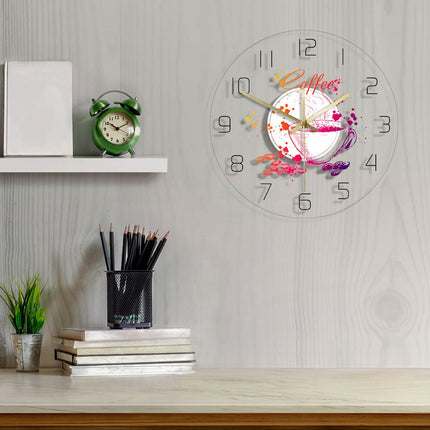 Veggklokke med kaffekopp-design til kjøkken
