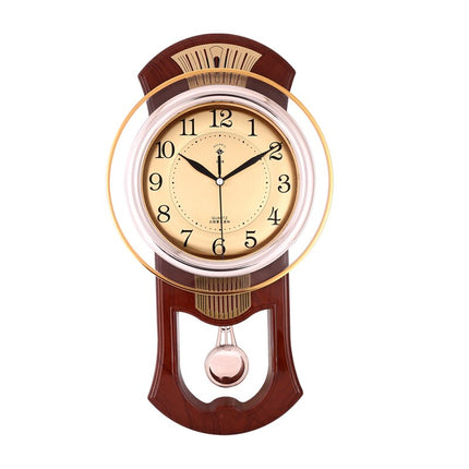 Elegant gullfarget vintage veggklokke med pendel