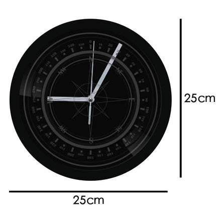 LED-veggklokke med lysende kompassdesign
