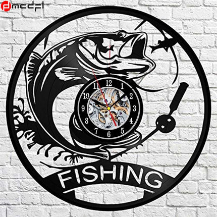 Vinyl veggklokke for fiskeentusiaster