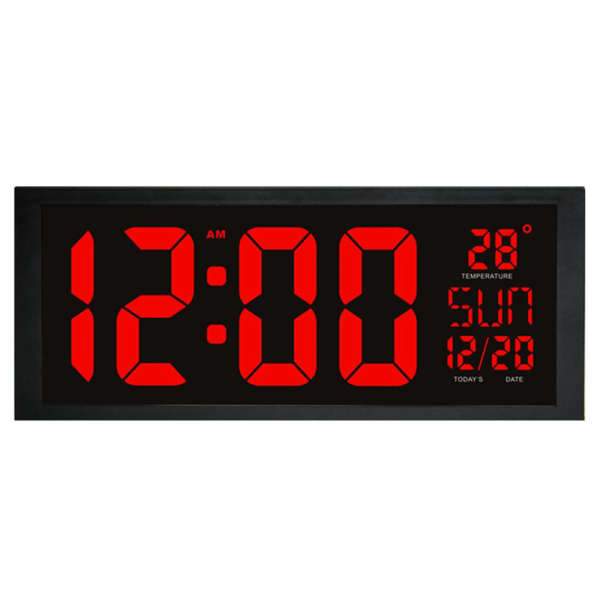 Trådløs digital LED-veggklokke for soverom