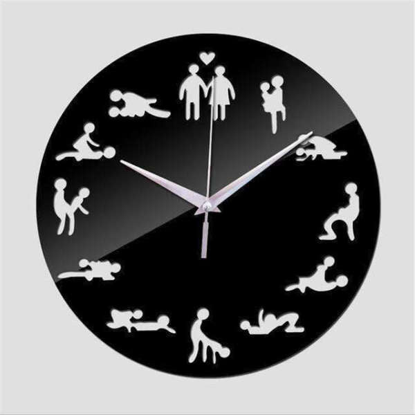 Moderne Kamasutra veggklokke med speileffekt