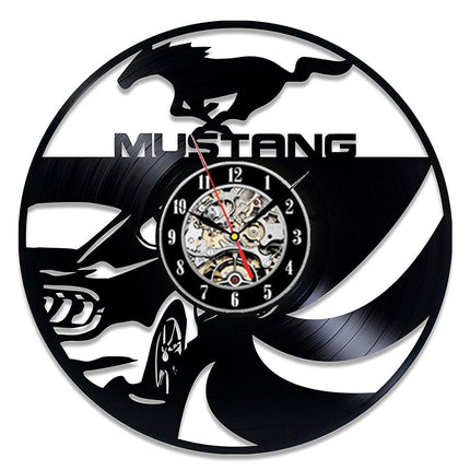 Ford Mustang bil vinylplate veggklokke
