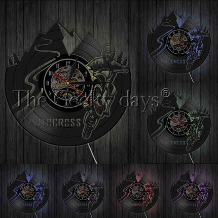 Veggklokke med motorsykkel motiv vinylplate