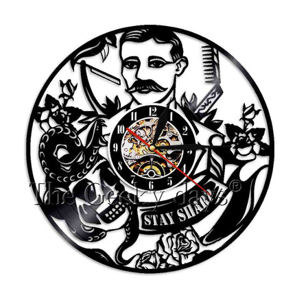 Barber Shop vinylklokke til salongdekor