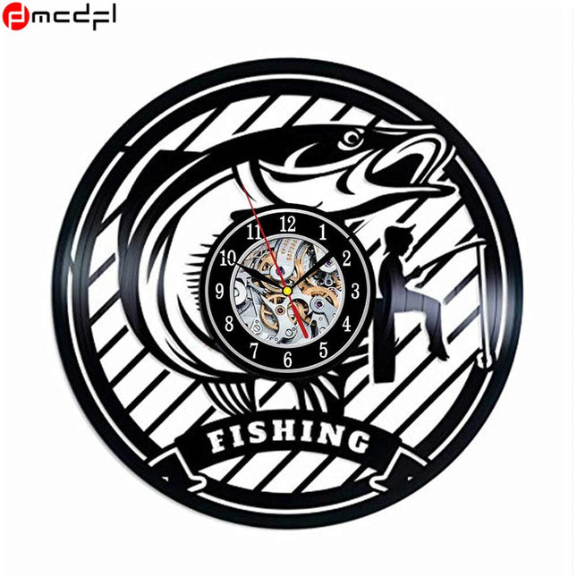 Vinyl veggklokke for fiskeentusiaster
