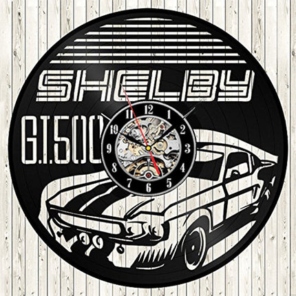 Ford Mustang bil vinylplate veggklokke