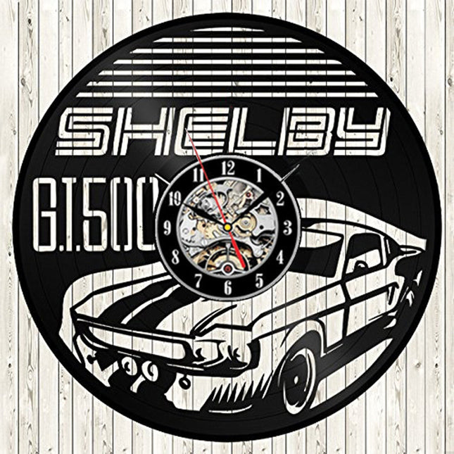 Ford Mustang bil vinylplate veggklokke