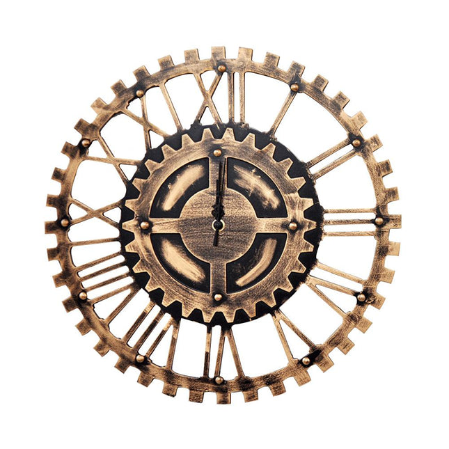 Stor vintage veggklokke med tannhjul