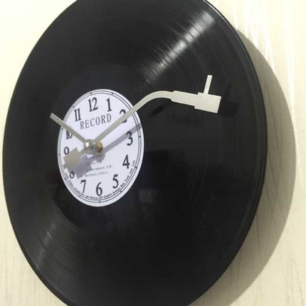 Retro platespiller design vinyl veggklokke