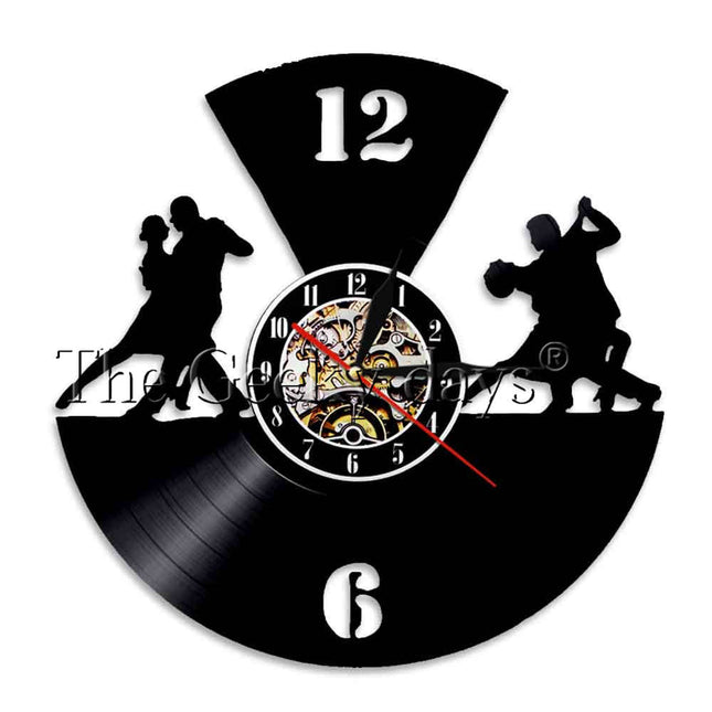 Tango dansere vinylplate veggklokke dekor