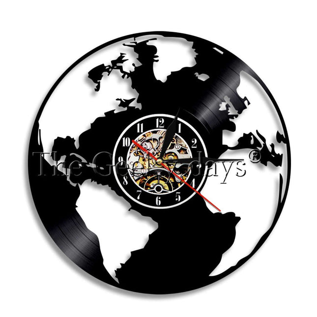 Vinylklokke med verdenskart design