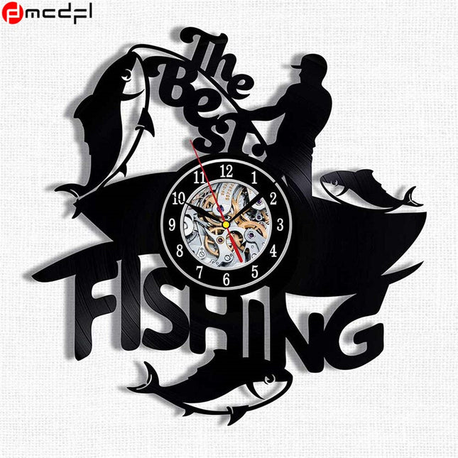 Vinyl veggklokke for fiskeentusiaster