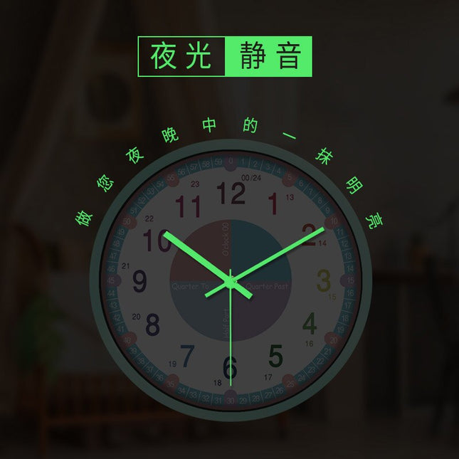 Pedagogisk veggklokke for å lære klokken