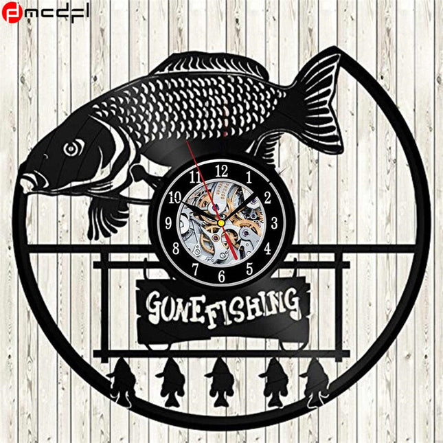 Vinyl veggklokke for fiskeentusiaster