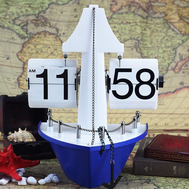 Flip-klokke formet som en seilbåt