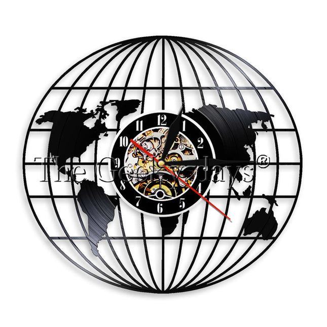 Vinylklokke med verdenskart design