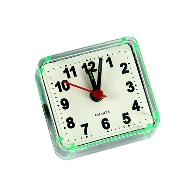 Gjennomsiktig firkantet analog vekkerklokke