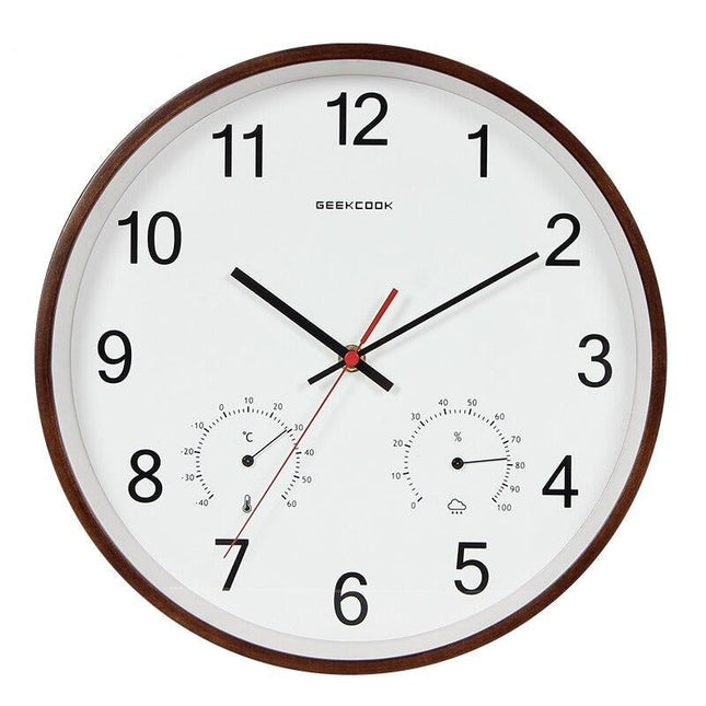 Veggklokke med termometer og hygrometer