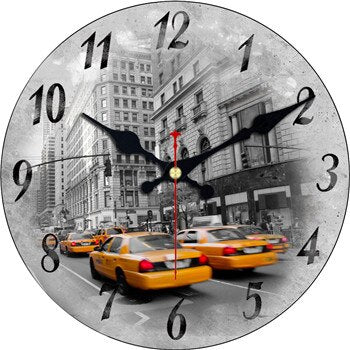 Vintage veggklokke med Paris og bilmotiv