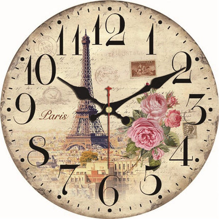 Vintage kjøkkenklokke med Paris kafé-motiv