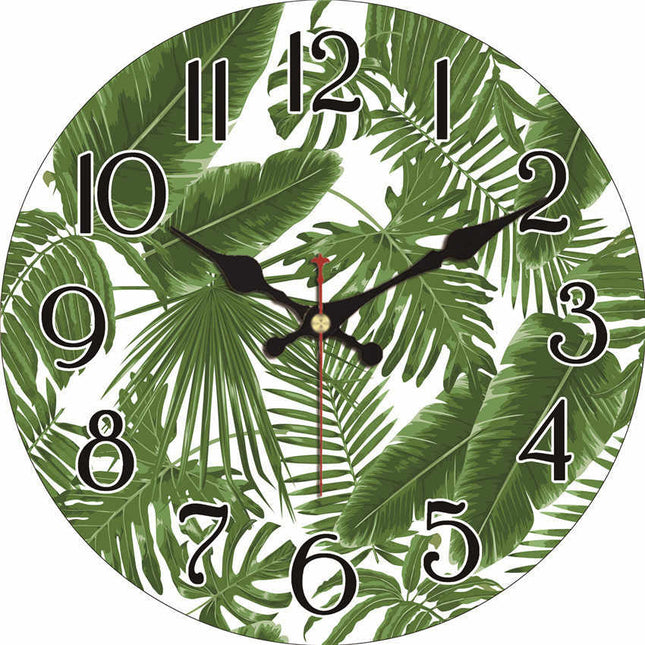 Veggklokke med tropisk bladmønster