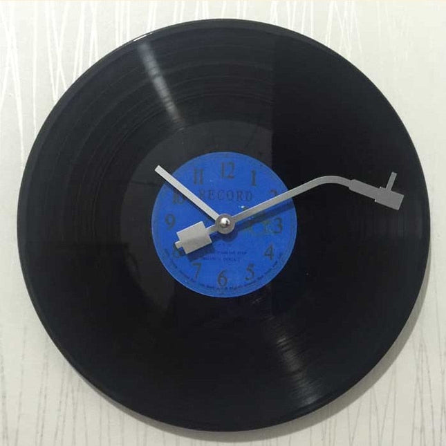 Retro platespiller design vinyl veggklokke