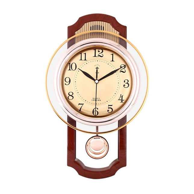 Elegant gullfarget vintage veggklokke med pendel