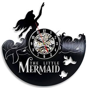 Den lille havfruen vinyl veggklokke