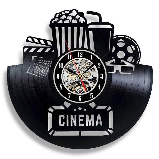 Unik vinylklokke med kino tema