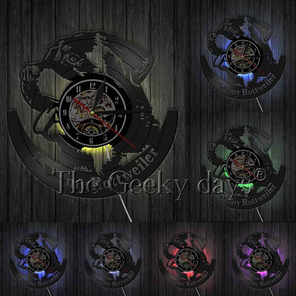 Rottweiler hund vinylplate veggklokke gave