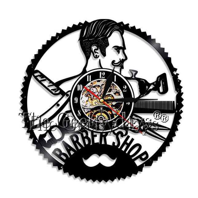 Barber Shop vinylklokke til salongdekor