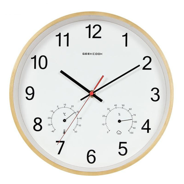 Veggklokke med termometer og hygrometer