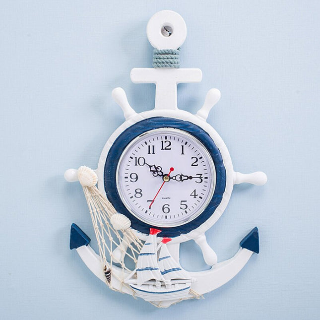 Maritim veggklokke formet som anker