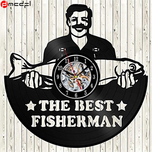 Vinyl veggklokke for fiskeentusiaster