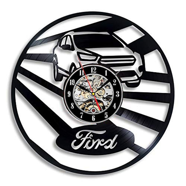 Ford Mustang bil vinylplate veggklokke
