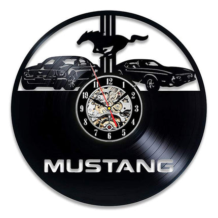 Ford Mustang bil vinylplate veggklokke