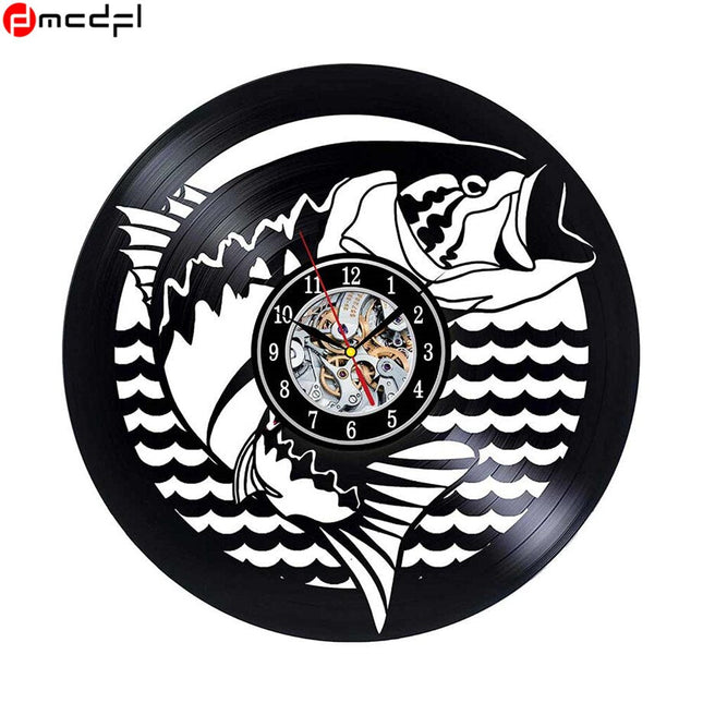 Vinyl veggklokke for fiskeentusiaster