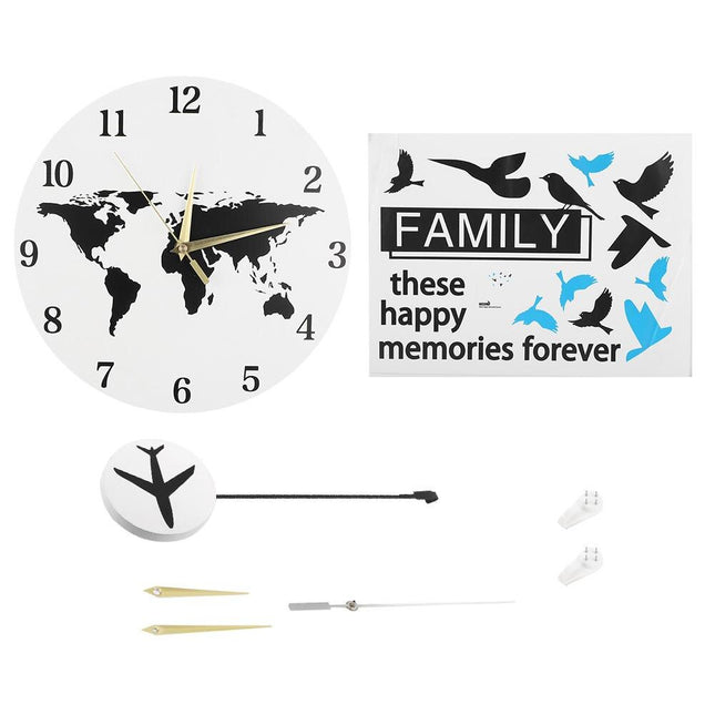 Vegglokke med verdenskart og pendel