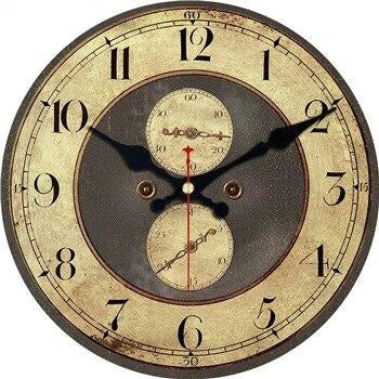 Rund vintage veggklokke med verdenskart