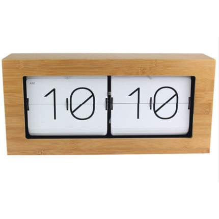 Retro flip-klokke med ramme i tre