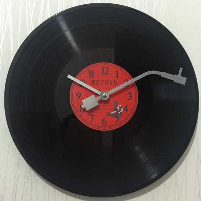 Retro platespiller design vinyl veggklokke