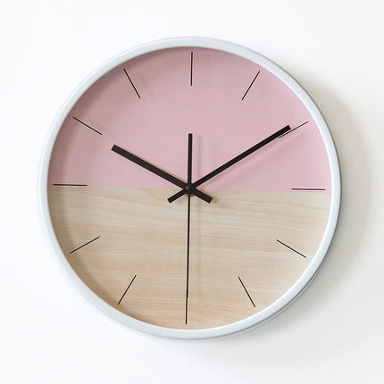 Skandinavisk veggklokke i rosa og gult
