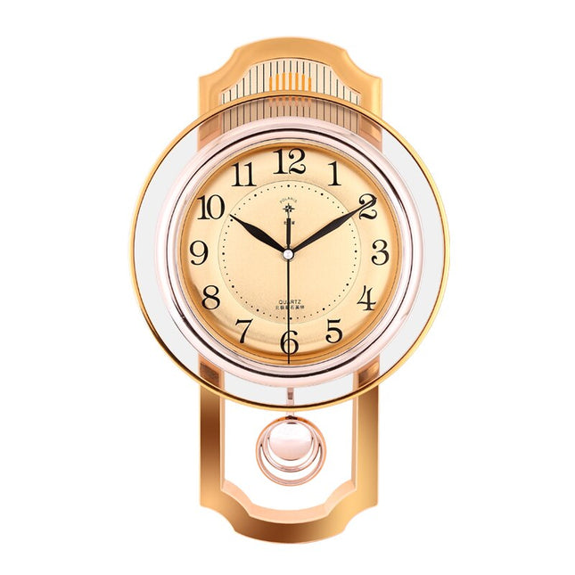 Elegant gullfarget vintage veggklokke med pendel