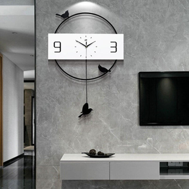 Moderne veggklokke med fugler og pendel
